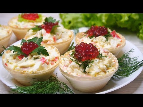 Видео рецепт Крабовый салат в тарталетках
