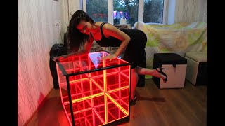 Awesome big cube infinity mirror Hypercube столик  гиперкуб бесконечное зеркало
