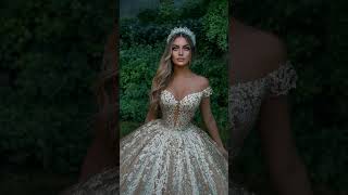 Off the Shoulder Champagne Wedding Dress Ball Gown | #Shorts #youtubeshorts