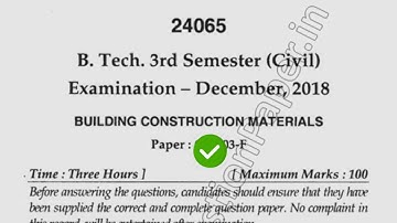 2018 Mdu BTech Civil 3rd Sem Building Construction Material Question Paper