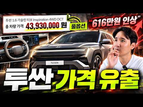 🚨신형투싼 <strong>가격</strong> 유출🚨 풀옵 616만원 인상! <strong>시작</strong> <strong>가격</strong> 3,500만원대.?!!