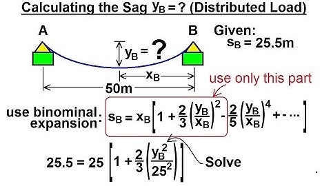 Mechanical Engineering: Ch 10: Forces on Cables (13 of 33) Distributed Load: Find Sag=?