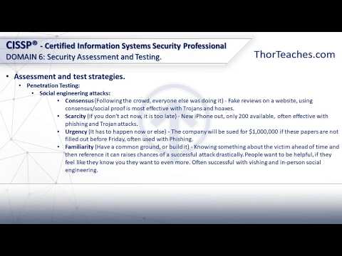 CISSP Domain 6: Security Assessment and Testing - Social Engineering attacks