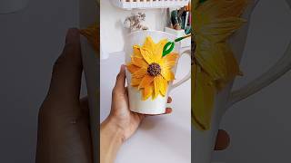 DIY pinterest inspire 3d clay craft on mug🌻🍺 #youtubeshorts #sunflowercraft #scrafty #3dart #shorts