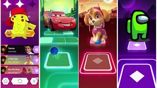 Pikachu Vs Mcqueen Vs Skye Vs Among Us - Tiles Hop Edm Rush