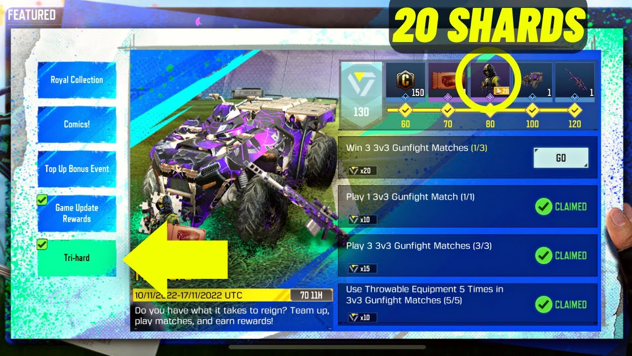 How to complete TriHard Featured Event in Cod Mobile FREE 20 SHARDS