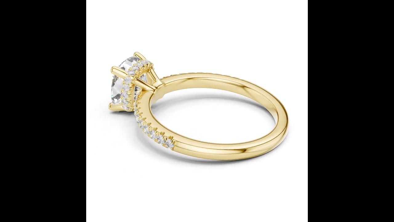 Micro Pave Hidden Halo Cushion Diamond Ring