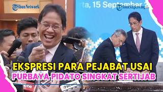 EKSPRESI PARA PEJABAT USAI PURBAYA BERI PIDATO PENDEK SAAT SERAH TERIMA JABATAN