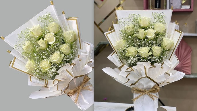 How to wrapping 10 Roses bouquet. New style flower wrapping
