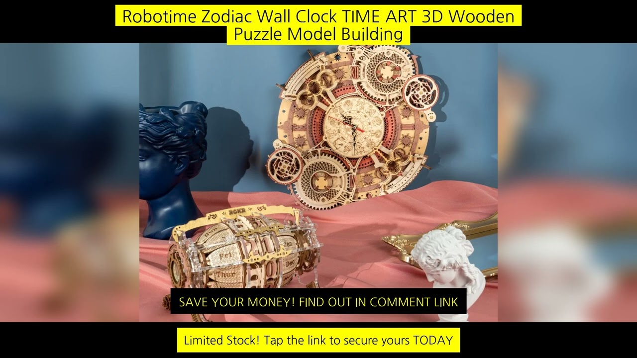 Robotime Zodiac Wall Clock Time Art 3D Wooden Puzzle Model Building Block