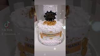 Gold and White Design/50th Birthday Cake #softicingcake #chocomoistcake #birthdaycake #darkchocolate Gold and White Design/50th Birthday Cake #softicingcake #chocomoistcake #birthdaycake #darkchocolate