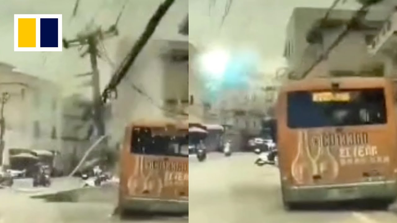 Driver dozes off, crashing bus into utility pole - YouTube
