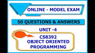 CS8392- OOPs ONLINE MCQ TEST & ANSWERS