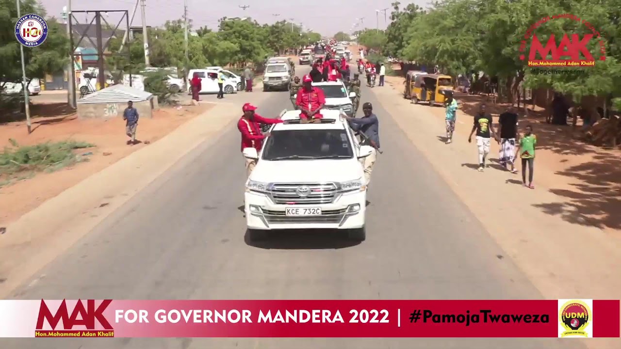 UDM caravan arriving in Mandera  Town for Mega rally at #Mandera Stadium