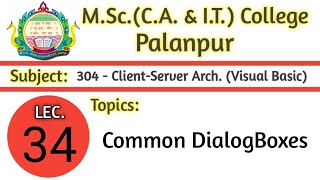304 | L34 | VB |  Common Dialog Boxes in VB 6.0