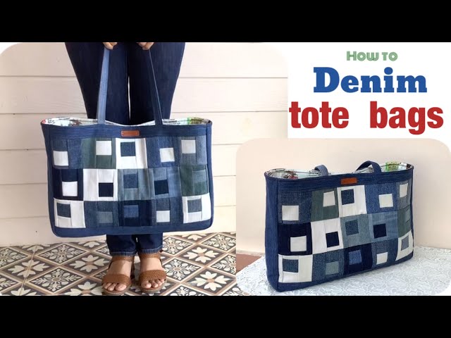 How to make a large denim tote bag | Tote bag pattern, Denim bag patterns, Denim  tote bags