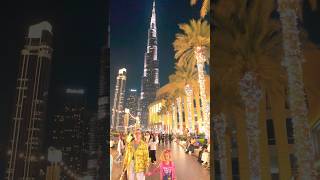 Dubai Mall Twilight Walk Burj Khalifa Night Glow 4K