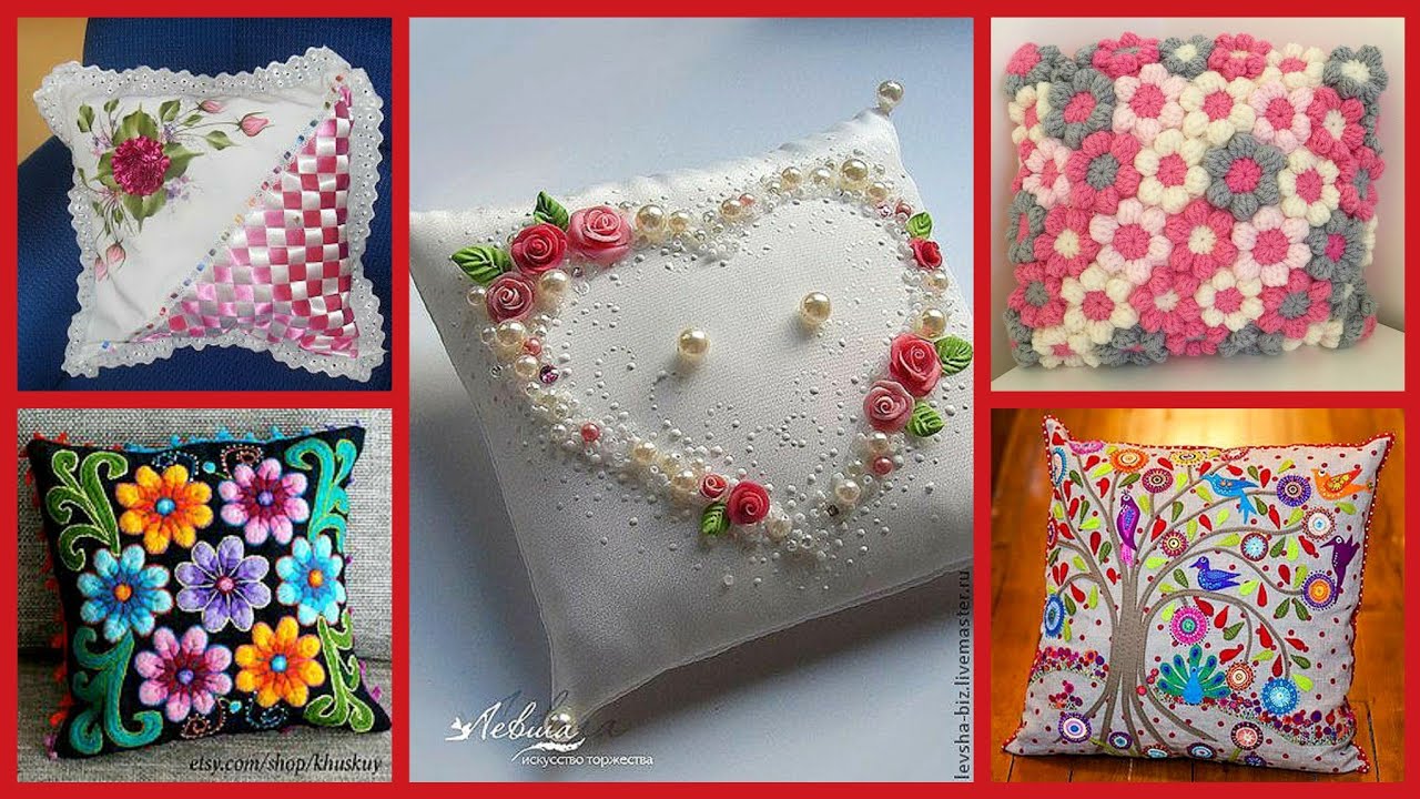 Top classcand beautiful hand embroidery Ribbon cushions covers design