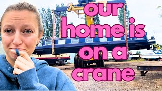 Our home is on a crane! Will it float?? | Narrowboat Ratae