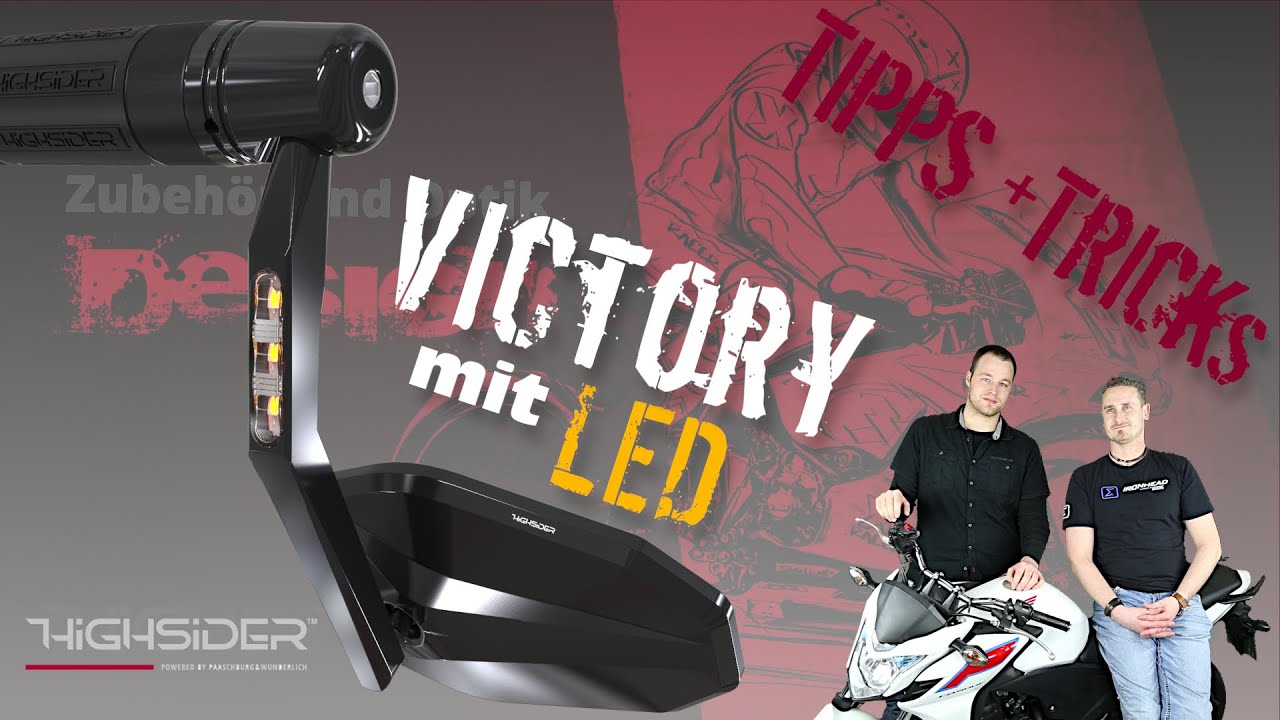 Anbau Tutorial des HIGHSIDER Lenkerendenspiegels Victory mit LED