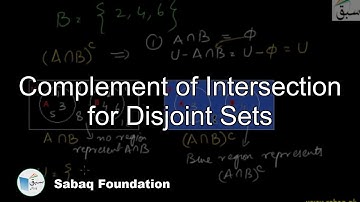 Complement of Intersection for Disjoint Sets, Math Lecture | Sabaq.pk