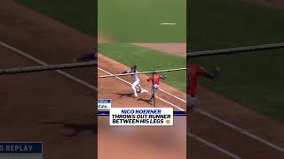 He went BETWEEN HIS LEGS for the out at first 😮 #mlb #cubs
