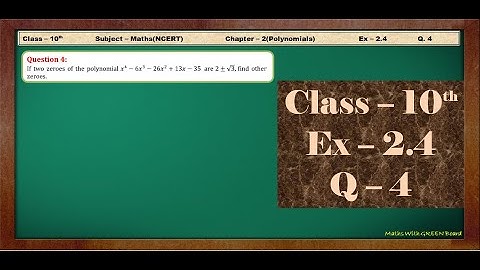 Class 10th Exercise 2.4 Question 4 || 4 || Ch 2 Ex 2.4 Question 4 Maths With GREEN Board
