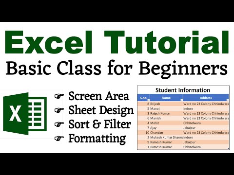 MS Excel Basic Tutorial | MS Excel Sheet Design and Formatting | Sort & Filter | Excel Screen
