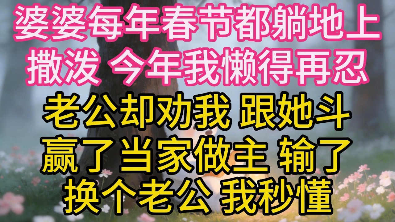 婆婆每年春節都躺地上撒潑，今年我懶得再忍，老公卻勸我：跟她鬥，贏了當家做主，輸了換個老公，我秒懂