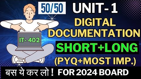 Digital Documentation Class 10 Most Important Questions | PYQs | Unit 1 | IT Code 402 Class 10