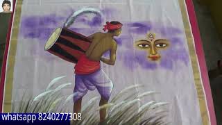 Fabric painting saree for Durga Puja Special ¦ tant saree painting ¦ online learning4 screenshot 3
