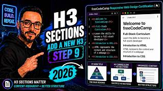 freeCodeCamp Step 9 | h3 Sections, Responsive Web Design, What are Headings for in HTML, Heading Tag