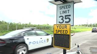 Radar digital speed display collects data and serves as speeding deterrent