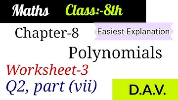 CH-8 Polynomials/ Worksheet-3/Long division method/Q2 part (vii) @Easy Maths with Vikas Dogra