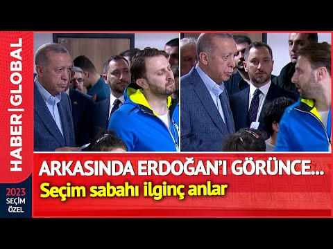 Türkiye Bu Videoyu Konuşuyor! Oy Kullanmaya Giden Vatandaş Arkasında Erdoğan'ı Görünce...