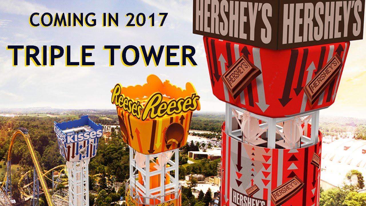 Hersheypark Announces Hershey Triple Tower Coming In 2017 S Worldwide 3 Drop Launch Towers You