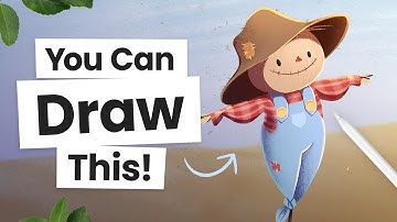 How To Draw A Cute Scarecrow 🐦‍⬛🍂 Easy Procreate Tutorial