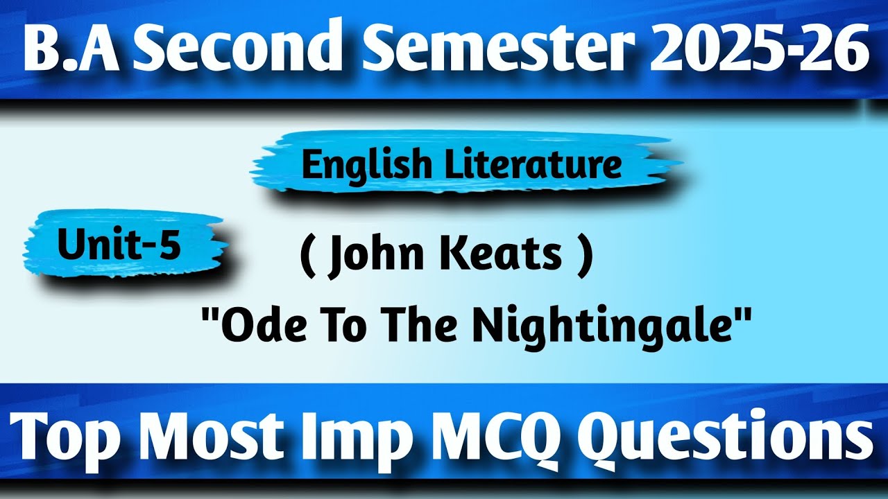 MCQs On Ode To The Nightingale By John Keats || B.A Second Semester ...