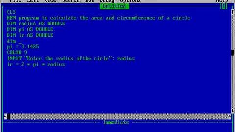 calculate area and circumference in qbasic