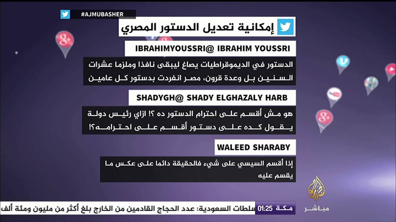 تغريدات عن إمكانية تعديل الدستور المصري