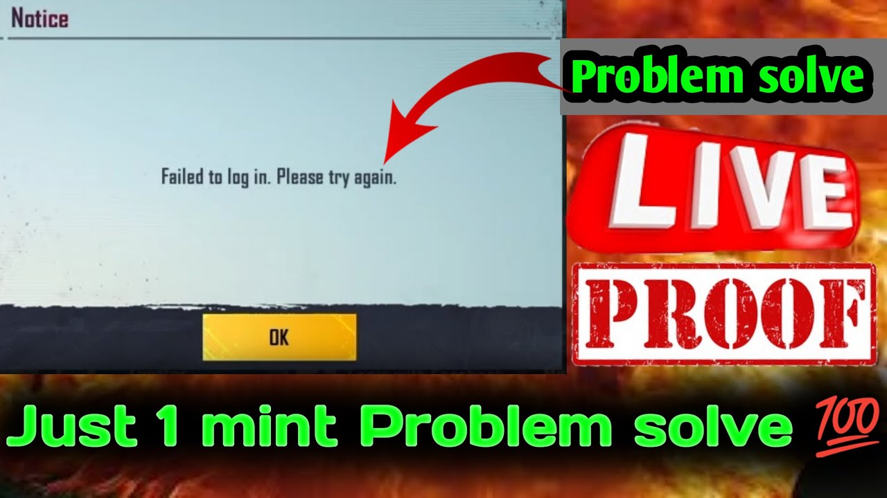 Failed to login please try again pubg mobile Problem solve Failed to ...