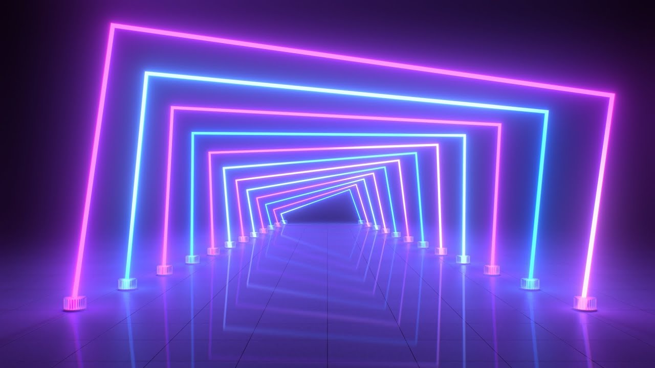 Ultraviolet Abstract Neon Light Tunnel Squares Glow with Reflections 4K  Motion Background for Edits - YouTube