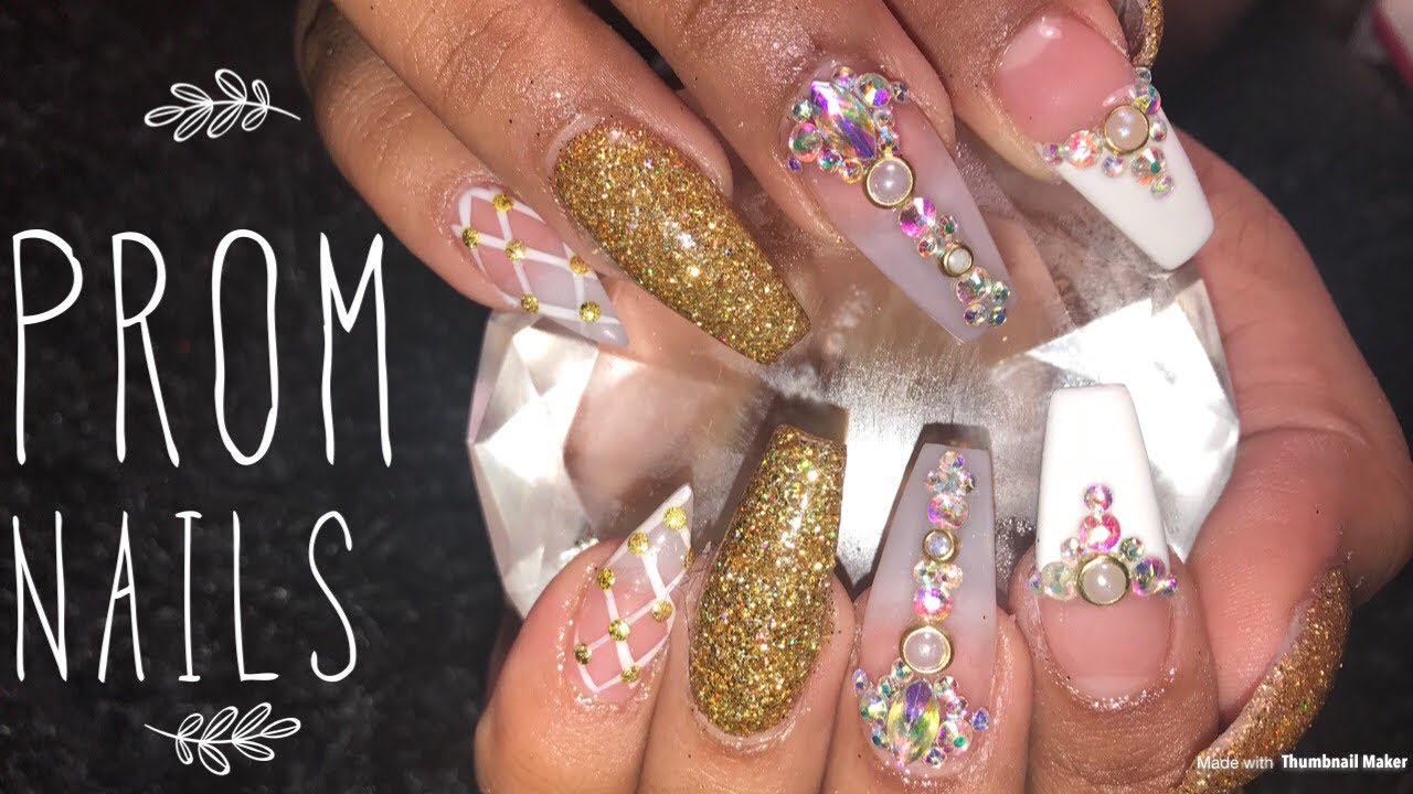 Prom Nails | Acrylic Nails Tutorial - YouTube