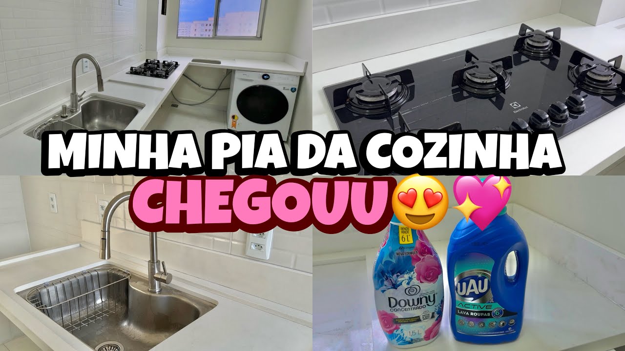 VLOGÃO:Finalmente minha pia da cozinha chegou| colocando a mármore| torneira nova| limpei o fogão🏠💖✨