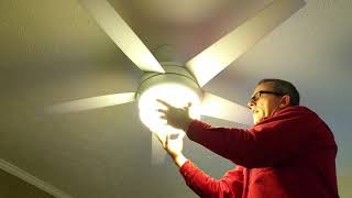 How to Remove Dome Globe Glass Light Replacement on Hampton Bay Ceiling Fan Windward II