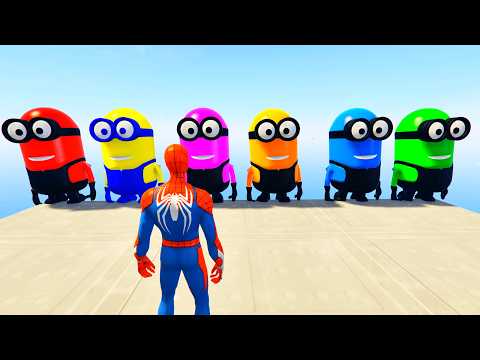 GTA 5 Red Spiderman VS Red/Green Minion! 💥 Epic Ragdolls & Fails 😂 Ep33