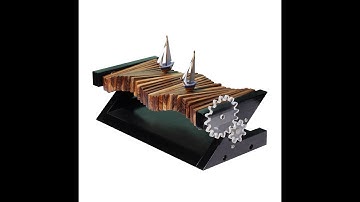 Wave automaton, kinetic sculpture, kinetic art, wooden automaton