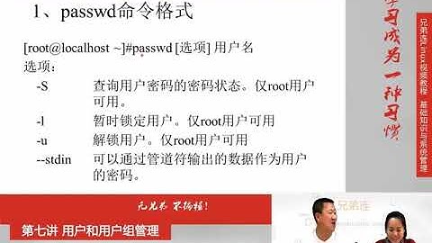 兄弟连新版Linux视频教程 7.3.2 用户和用户组管理 用户管理命令 passwd