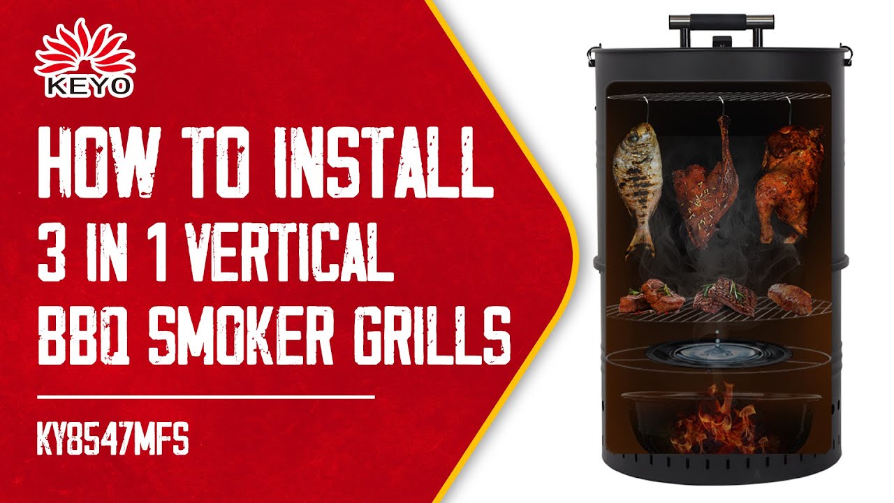 How To Install 3 In 1 Vertical BBQ Smoker Grills l KEYO YouTube
