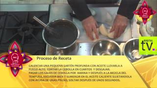 Chef Roberto Solis: Tempura Onions with Black Recaudo